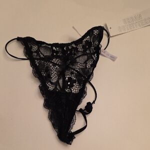 Urban Outfitters Sheer Black Lace Panty Thong